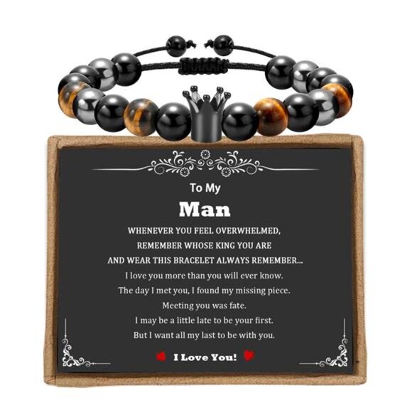 To My Man Bracelets as Mens V Day Gifts for Him,Adjustable Bead Bracelet - Picture 1 of 7